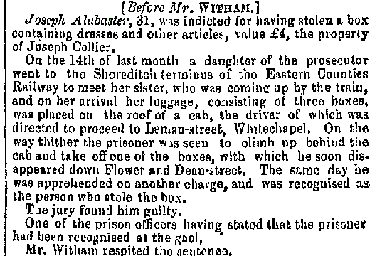 Joseph Alabaster guilty, 1855