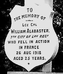 William Alabaster memorial, Manor Park Cemetery